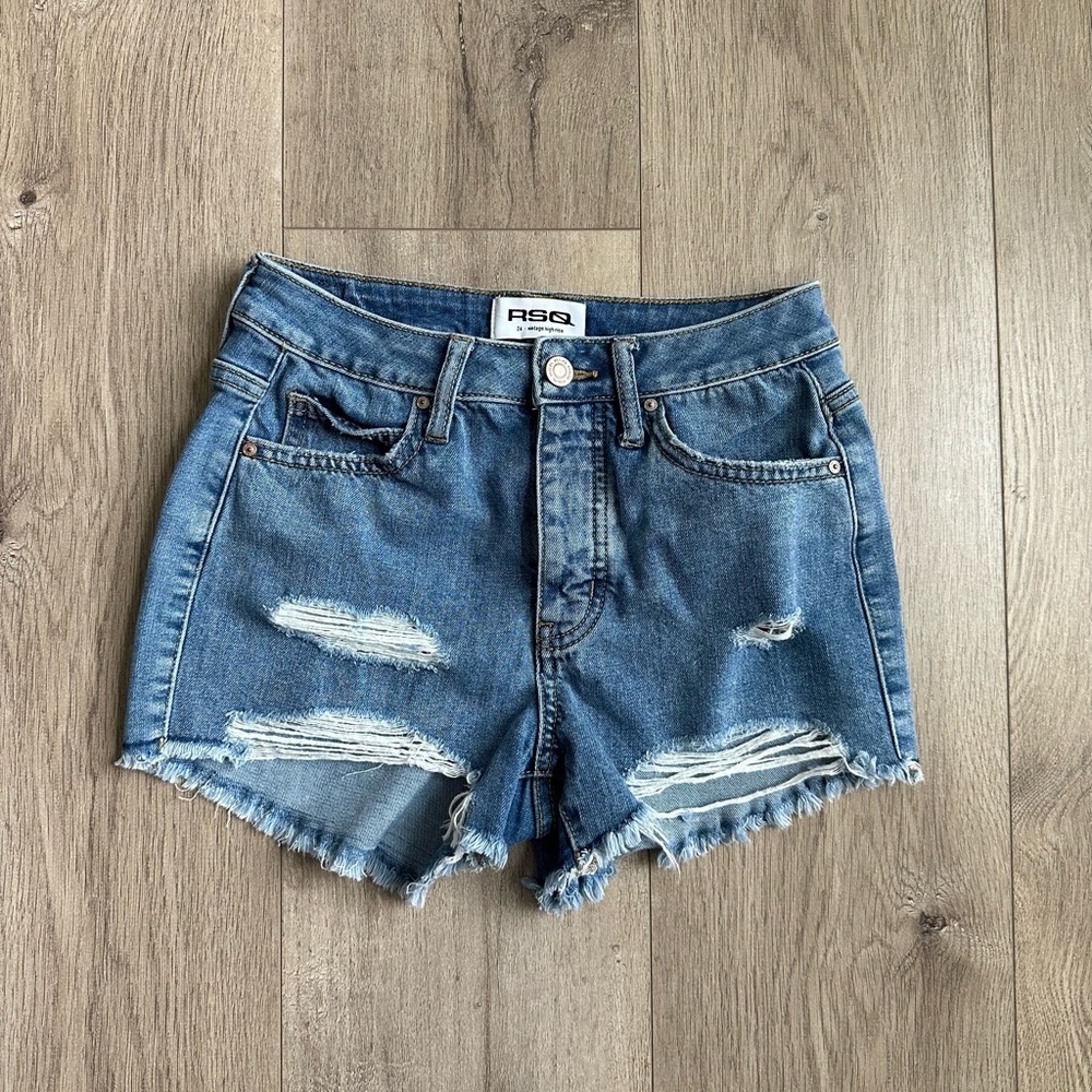 RSQ Vintage Highrise Shorts Distressed Blue